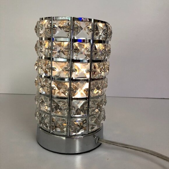 SILVER & Sparkly Bling Crystals Small Acccent Table Lamp - 4.5 W x 7.5 H - Picture 9 of 10